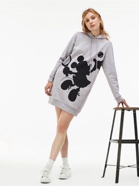 Lacoste Grey Hoodie Dress with Black Graphic